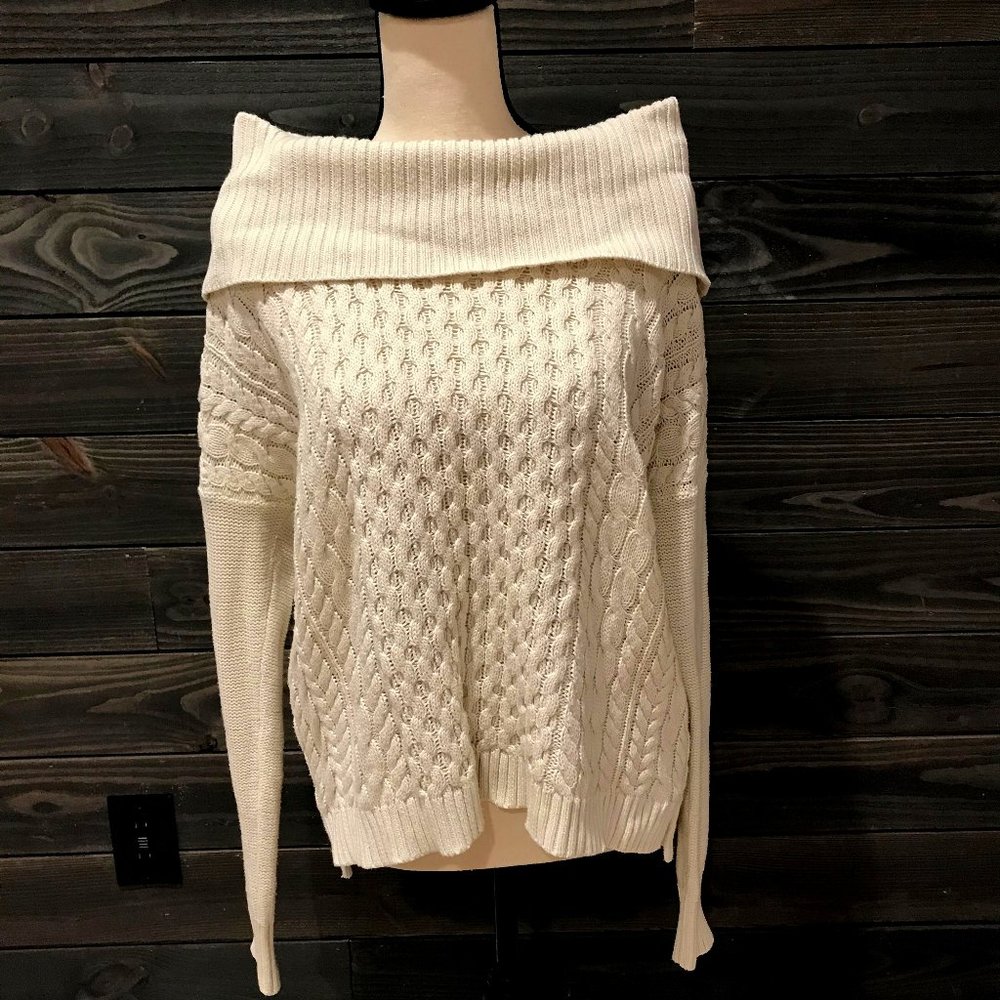 American Eagle Cream Cowl Neck Sweater Size L